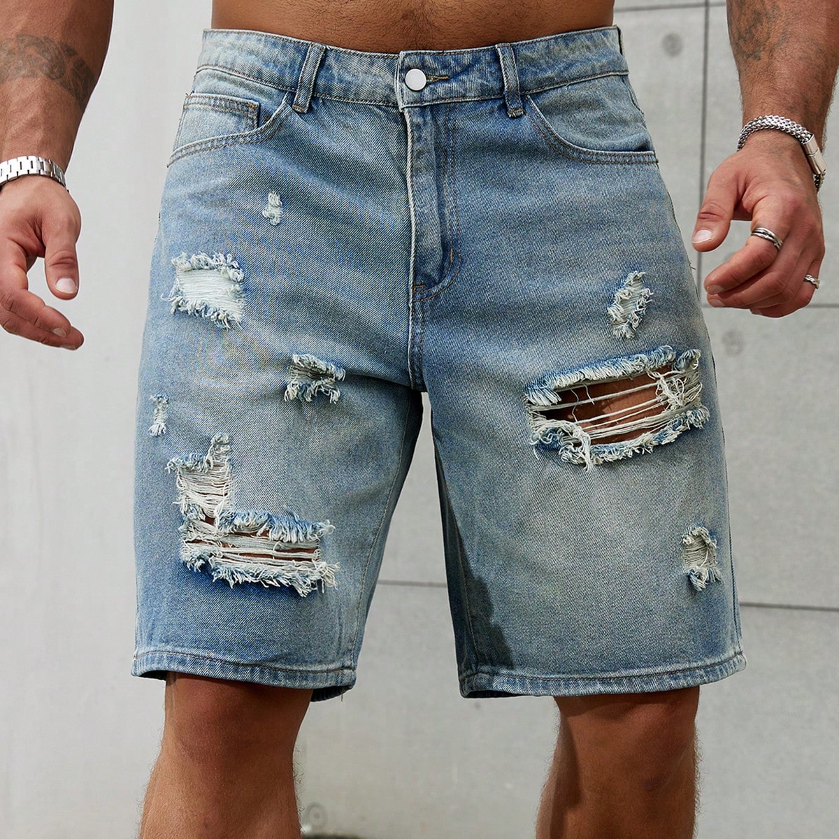Brand Of Streetwear - Шорты мужские рваные из джинсовой ткани,